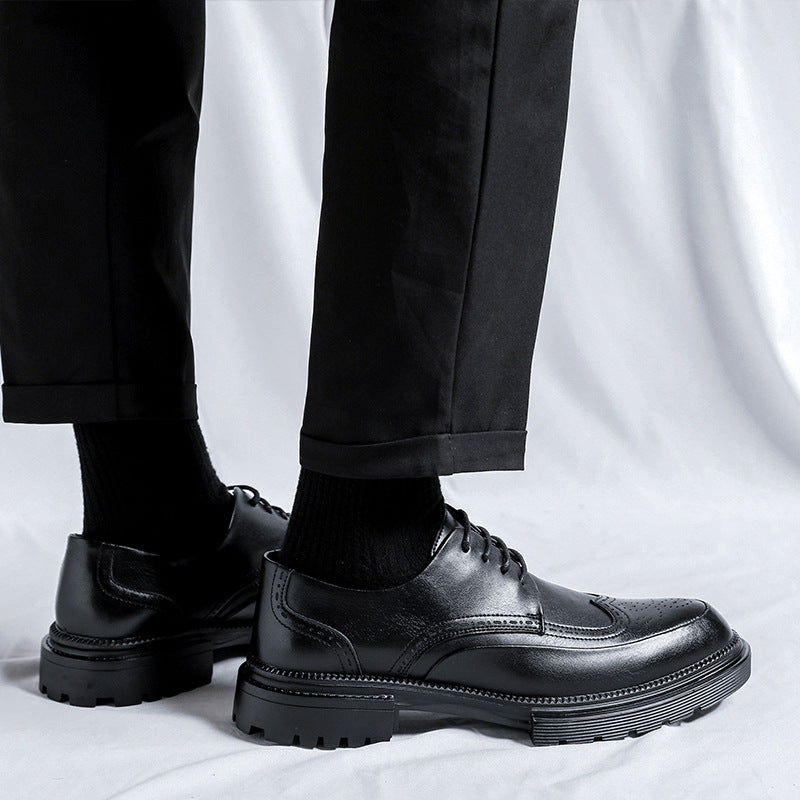 Casual Brogue Platform Leather Shoes For Men